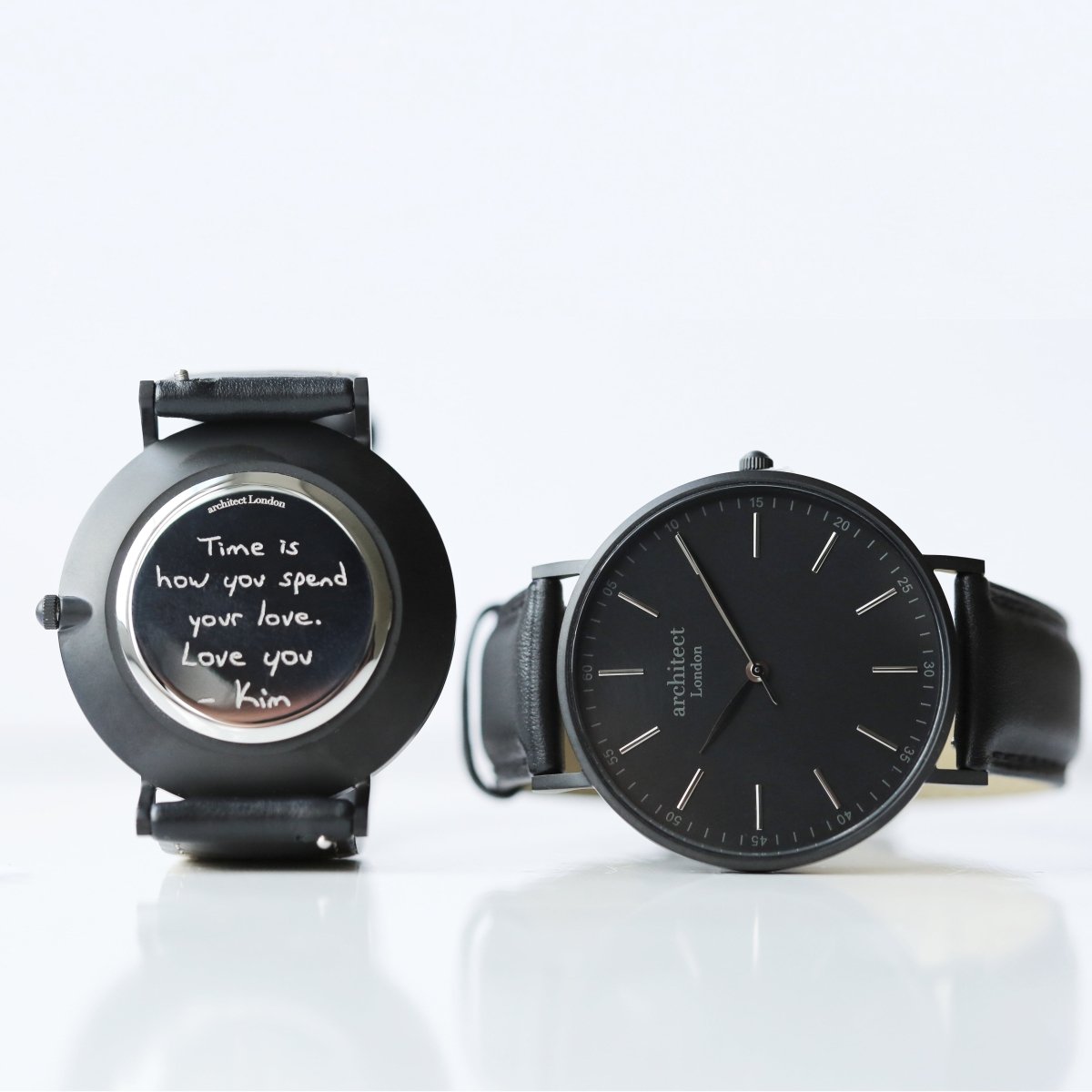 Buy Handwriting Engraving - Men's Minimalist Watch, Jet Black Strap ...
