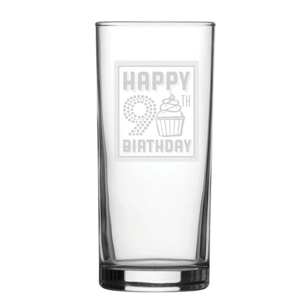 Happy 90th Birthday - Engraved Novelty Hiball Glass