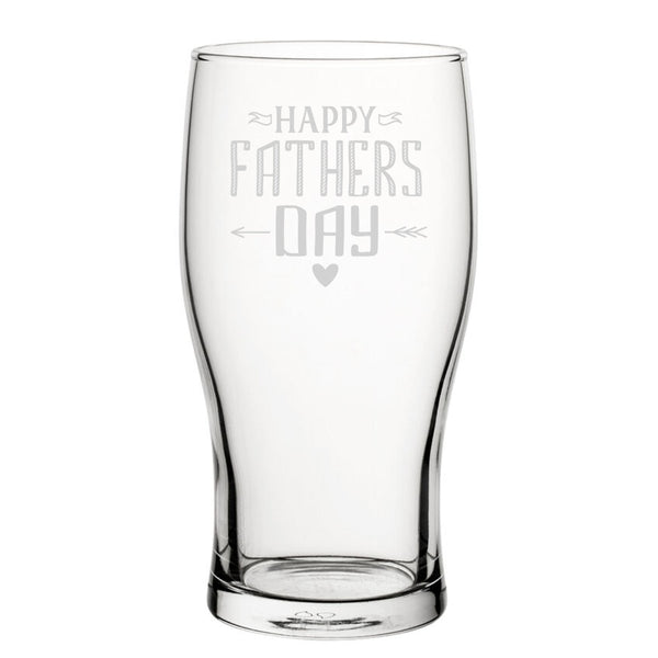 Happy Fathers Day Arrow Design - Engraved Novelty Tulip Pint Glass