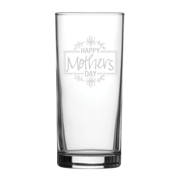 Happy Mothers Day Floral Design - Engraved Novelty Hiball Glass