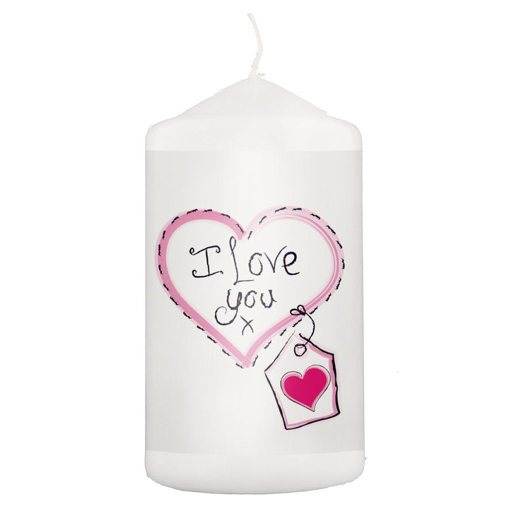 Heart Stitch - I Love You Pillar Candle