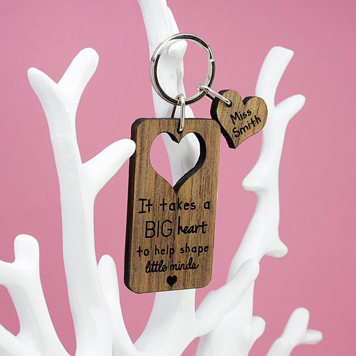 It Takes A Big Heart To Shape Little Minds Personalised Teachers Keyring