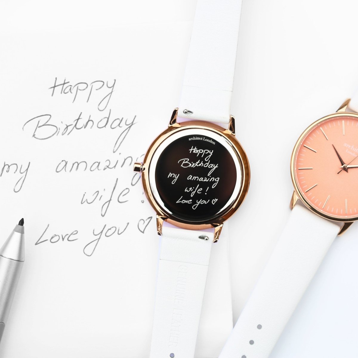 Buy Ladies Archiect Coral - Handwriting Engraving, White Strap from £79 ...