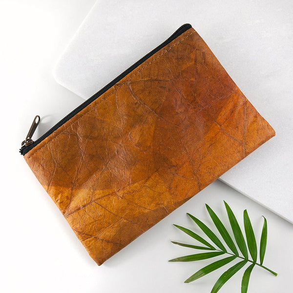 Leaf Leather Clutch Bag - Small