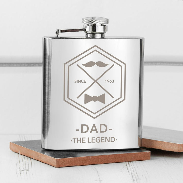Legend Dad's Silver Hip Flask