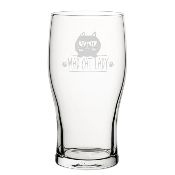 Mad Cat Lady - Engraved Novelty Tulip Pint Glass