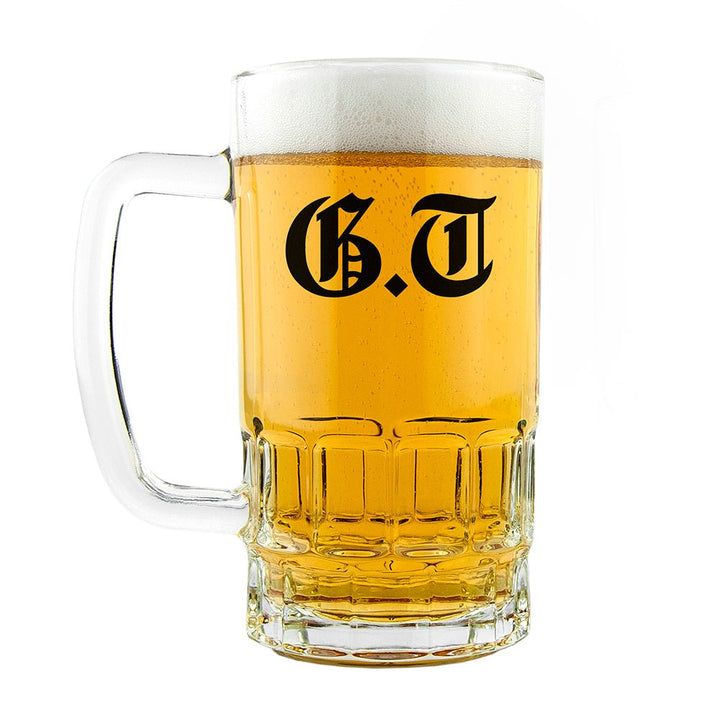 Medieval Text Monogram Beer Glass Tankard