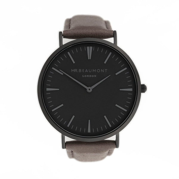 Men's Modern-Vintage Personalised Watch With Black Face in Ash