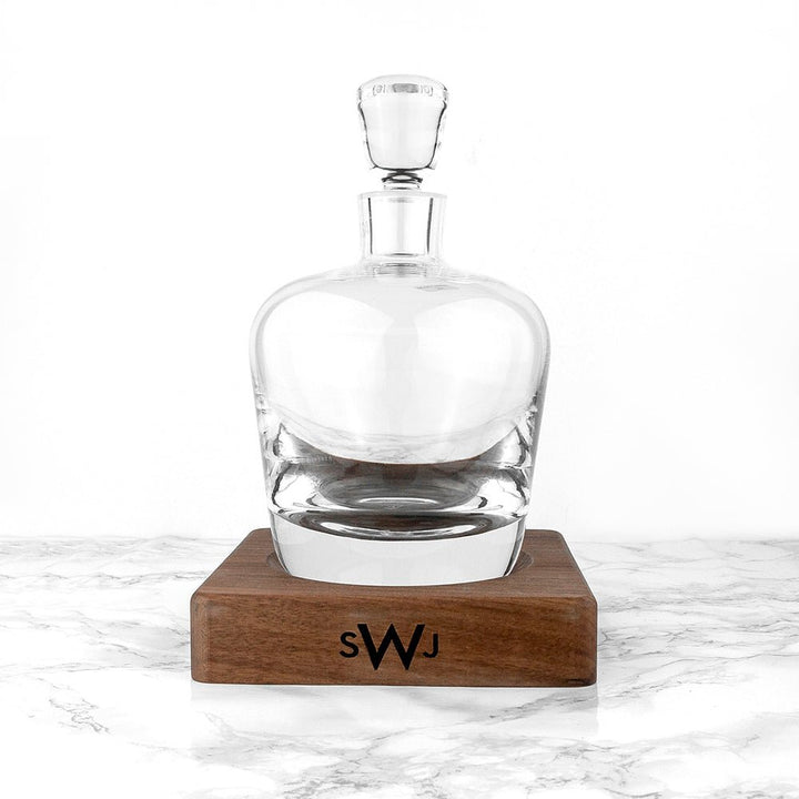 Monogrammed LSA Whisky Decanter & Walnut Base