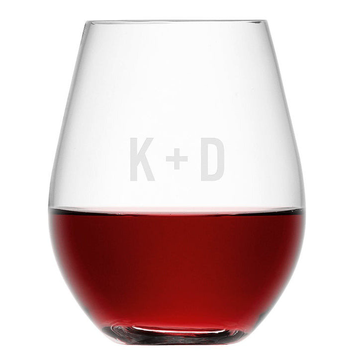 Monogrammed Stemless Red Wine Glass