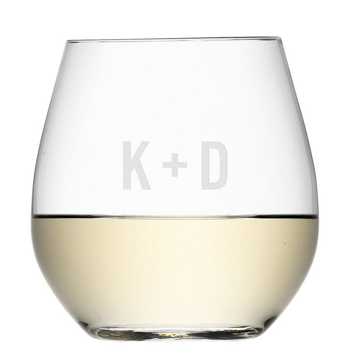 Monogrammed Stemless White Wine Glass