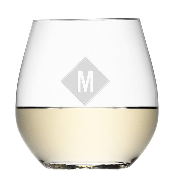 Monogrammed Stemless White Wine Glass