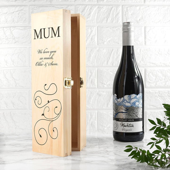Mother's Day Wine Box With Swirls