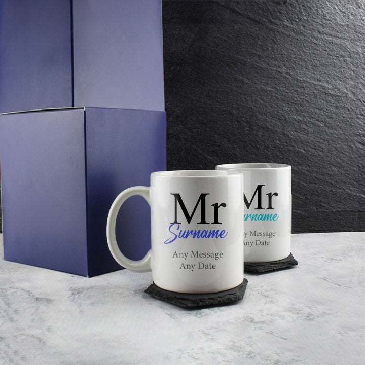 Mr and Mr Mug Set, Classic Font Design, Ceramic 11oz/312ml Mugs