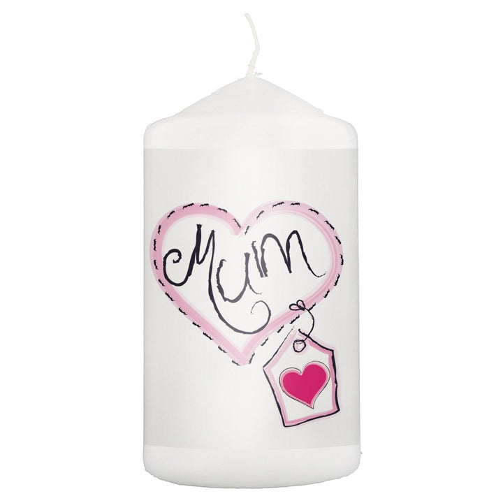 Mum Heart Stitch Pillar Candle