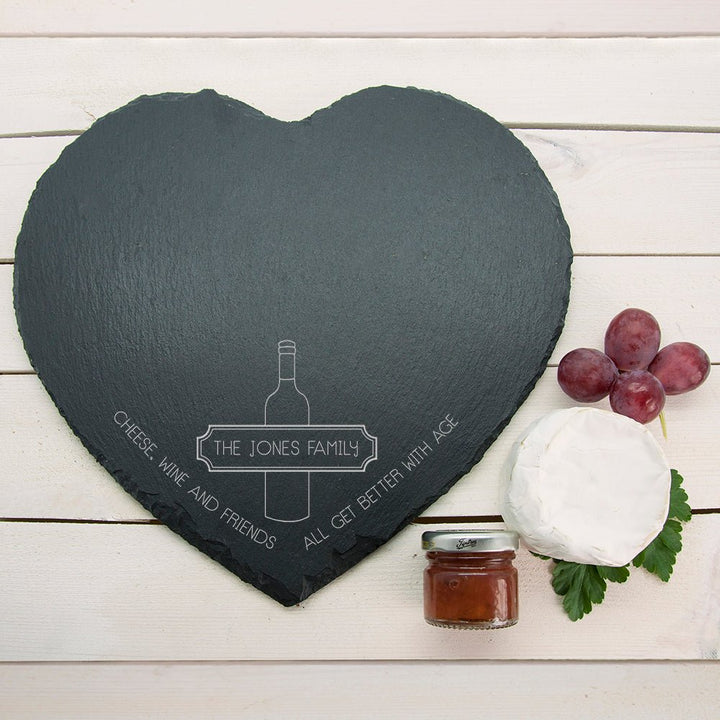 Our Family Heart Slate Cheese Board