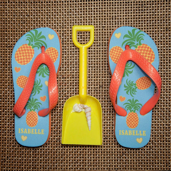 Partying Pineapples! Child's Personalised Flip Flops