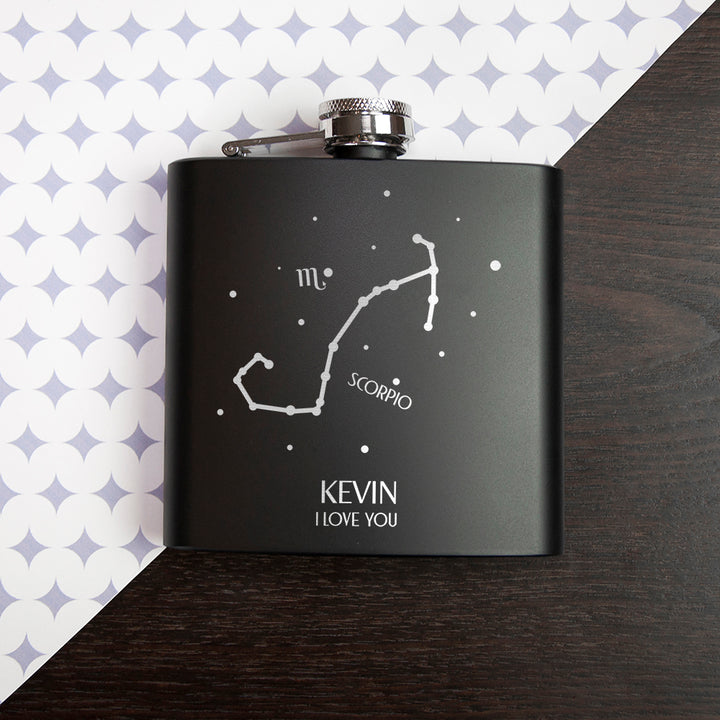 Star Constellation Matte Black Hip Flask