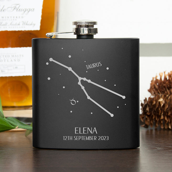 Star Constellation Matte Black Hip Flask
