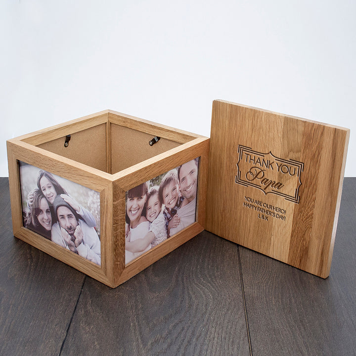 Personalised Thank You Large Oak Photo Keepsake Box