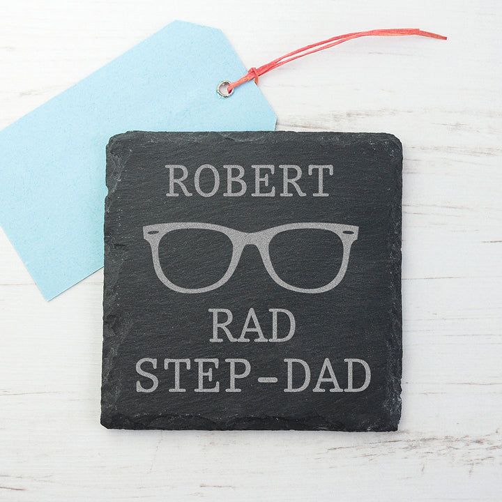 Rad Step-Dad Square Slate Keepsake
