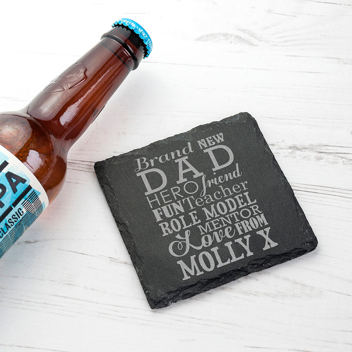 What A New Dad Means Square Slate Keepsake