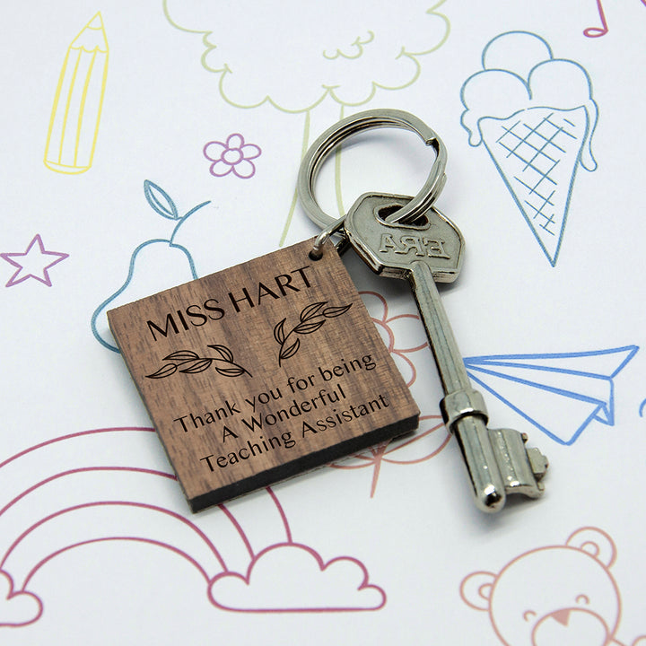 Personalised Thank You Keyring For Teaching Assistant