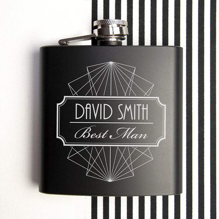 Thank You For Being My Best Man Black Matte Hip Flask