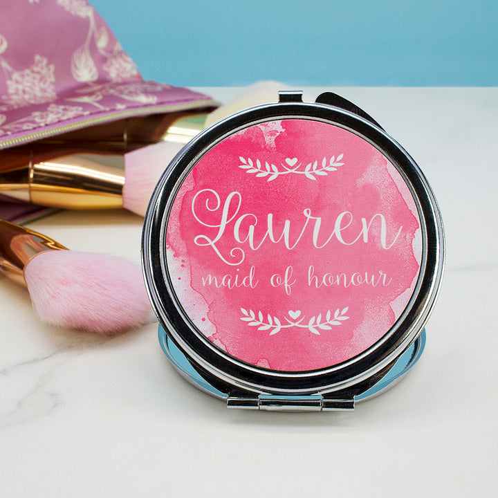 Personalised Wedding-Glam Compact Mirrors - Round
