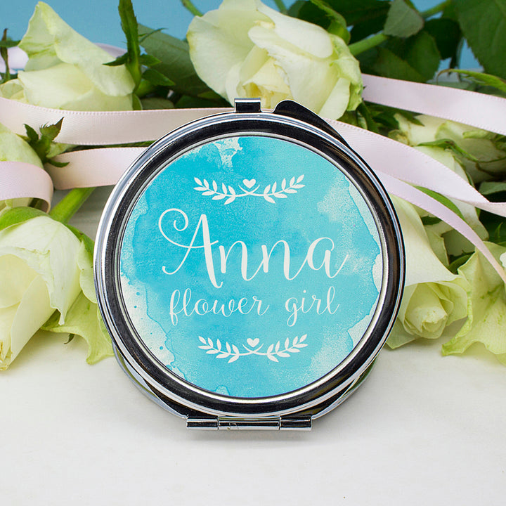 Personalised Wedding-Glam Compact Mirrors - Round