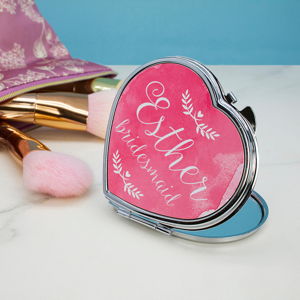 Personalised Wedding-Glam Compact Mirrors - Heart