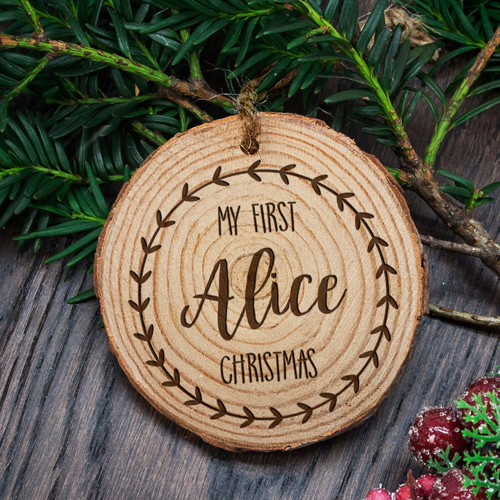 Personalised Engraved Baby's First Christmas Tree Decoration