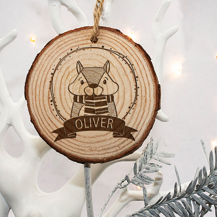 Personalised Woodland Chipmunk Christmas Tree Decoration