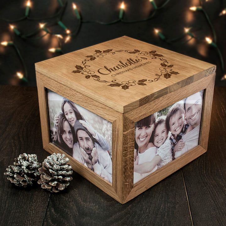 Personalised Christmas Memory Box Mistletoe Design