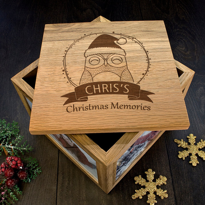 Personalised Woodland Owl Christmas Christmas Memory Box