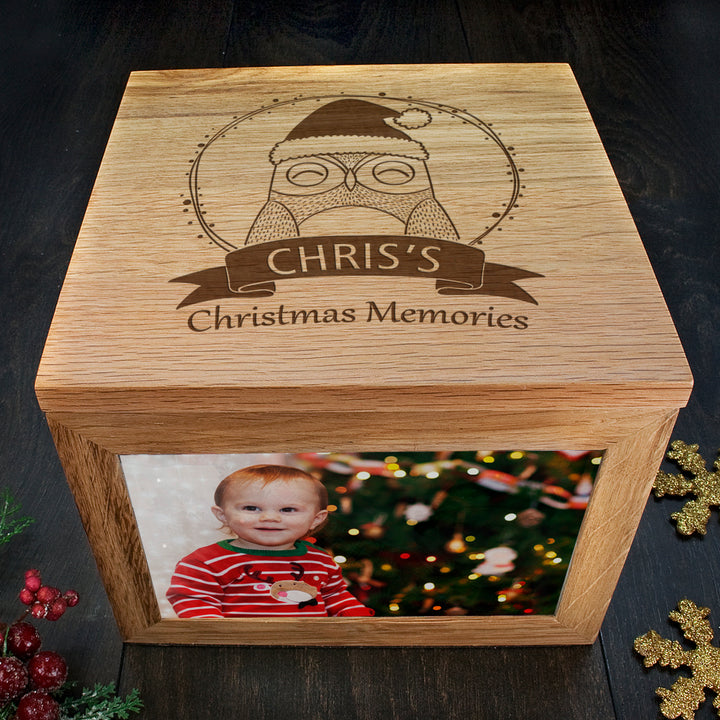 Personalised Woodland Owl Christmas Christmas Memory Box
