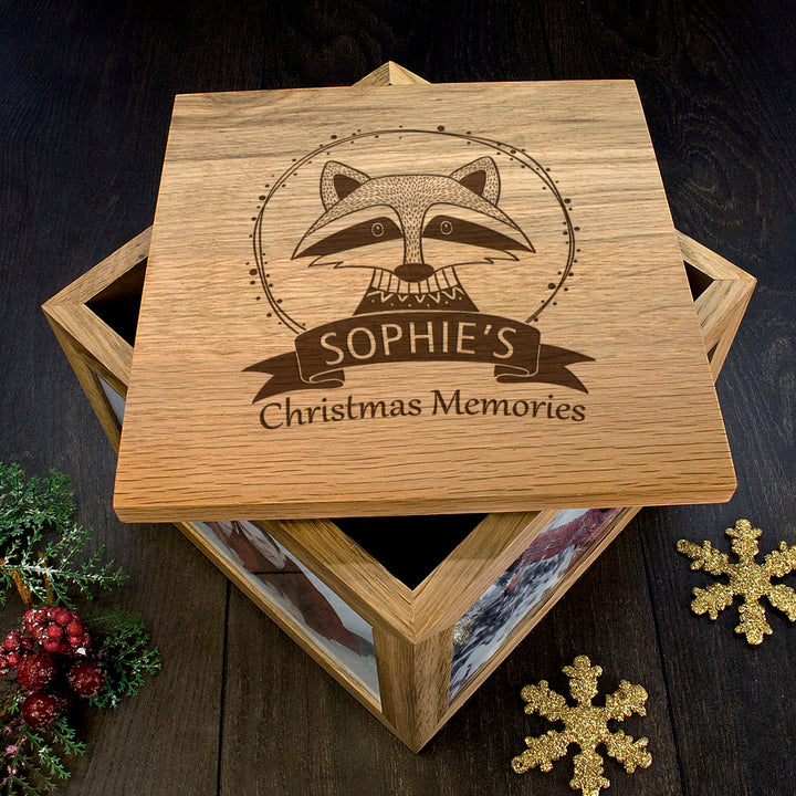 Personalised Woodland Raccoon Christmas Memory Box