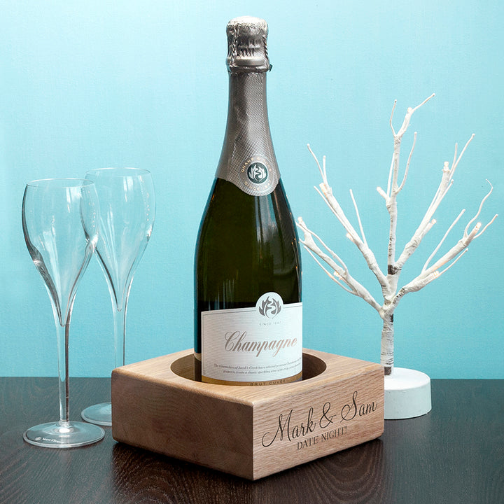 Personalised Solid Oak Champagne Holder