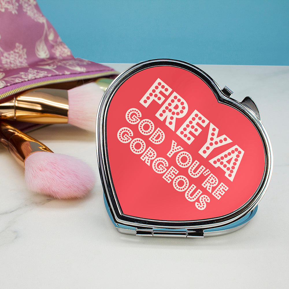 You're Gorgeous! Personalised Heart Compact Mirror 