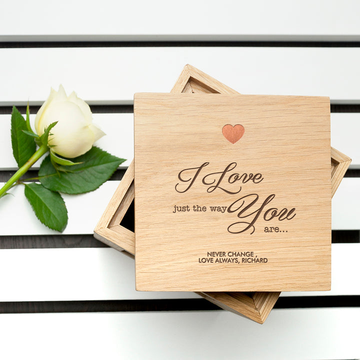 Personalised Just The Way You Are Oak Photo Cube