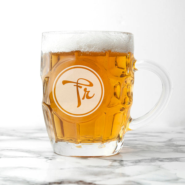 Round Monogrammed Dimpled Beer Glass