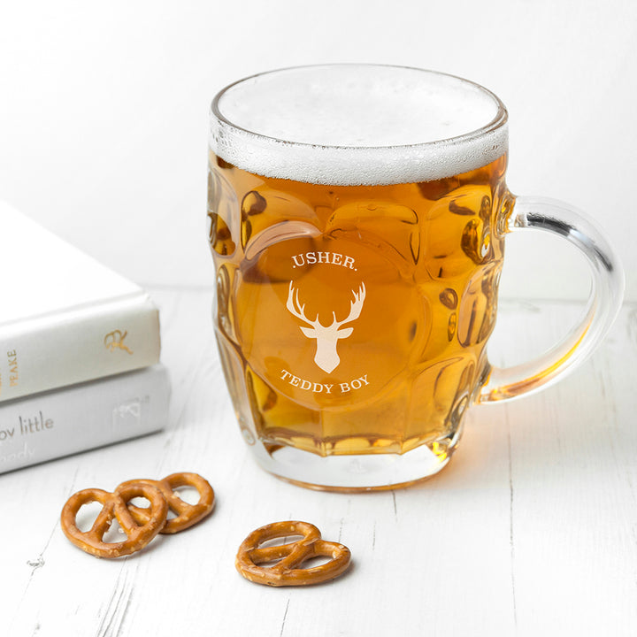 Personalised Stag Dimpled Beer Glass