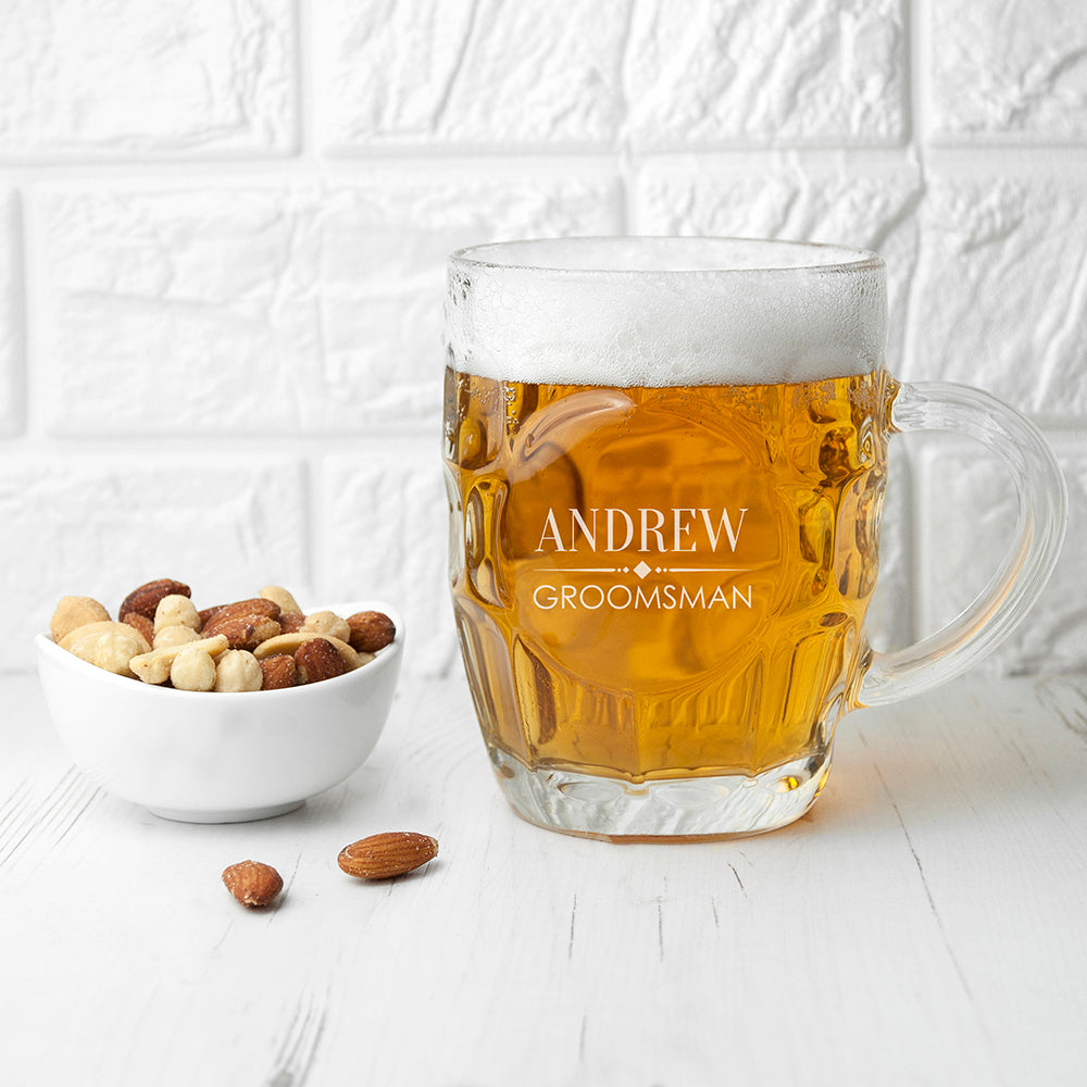 Personalised Wedding Dimpled Beer Glass