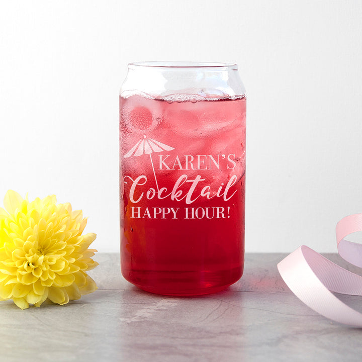 Personalised Happy Hour Can Glass
