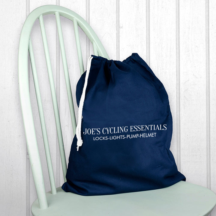 Personalised Cotton Navy Gym Bag
