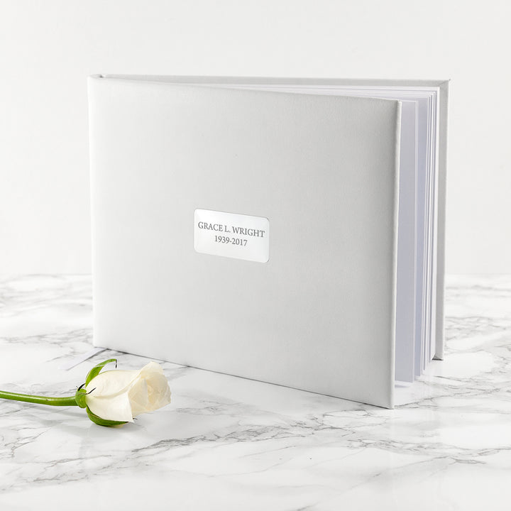 Personalised White Leather Memoriam Book