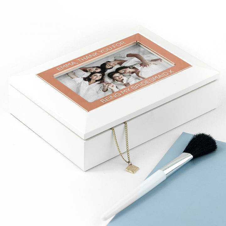 Personalised White & Rose Gold Photo Jewellery Box
