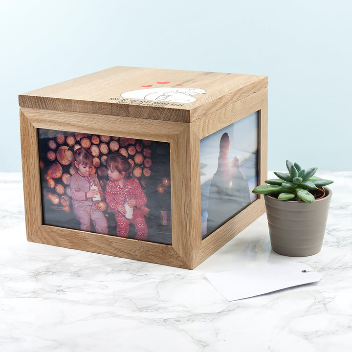 Personalised The Best Mama Bear Large Oak Photocube Box