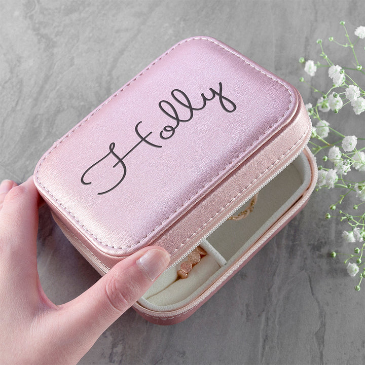 Personalised Pink Travel Jewellery Case
