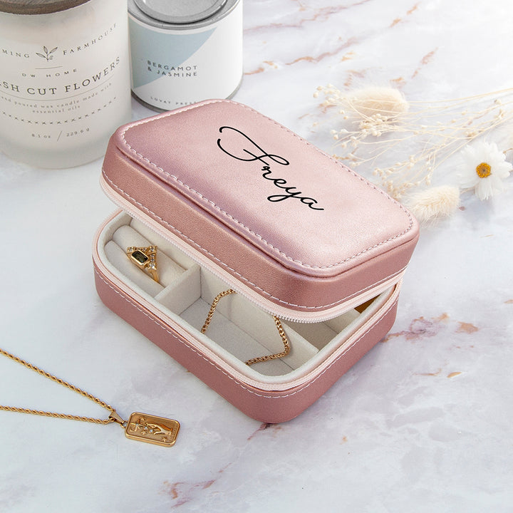 Personalised Pink Travel Jewellery Case